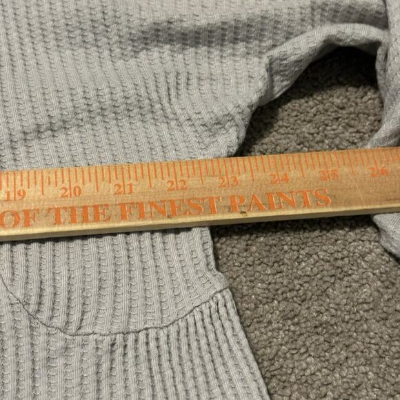 Soft Surroundings Large Hoodie Sweater Cotton Full Zip Pockets Walffle Knit Gray - Picture 6 of 7